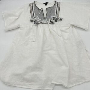 J. Crew Embroidered Tassel Beach Tunic Top Medium